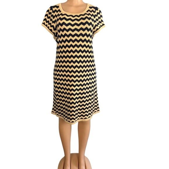 Lilly Pulitzer Dresses & Skirts - Lilly Pulitzer Santana Gold Metallic Blue Chevron Wool Blend Sweater Dress